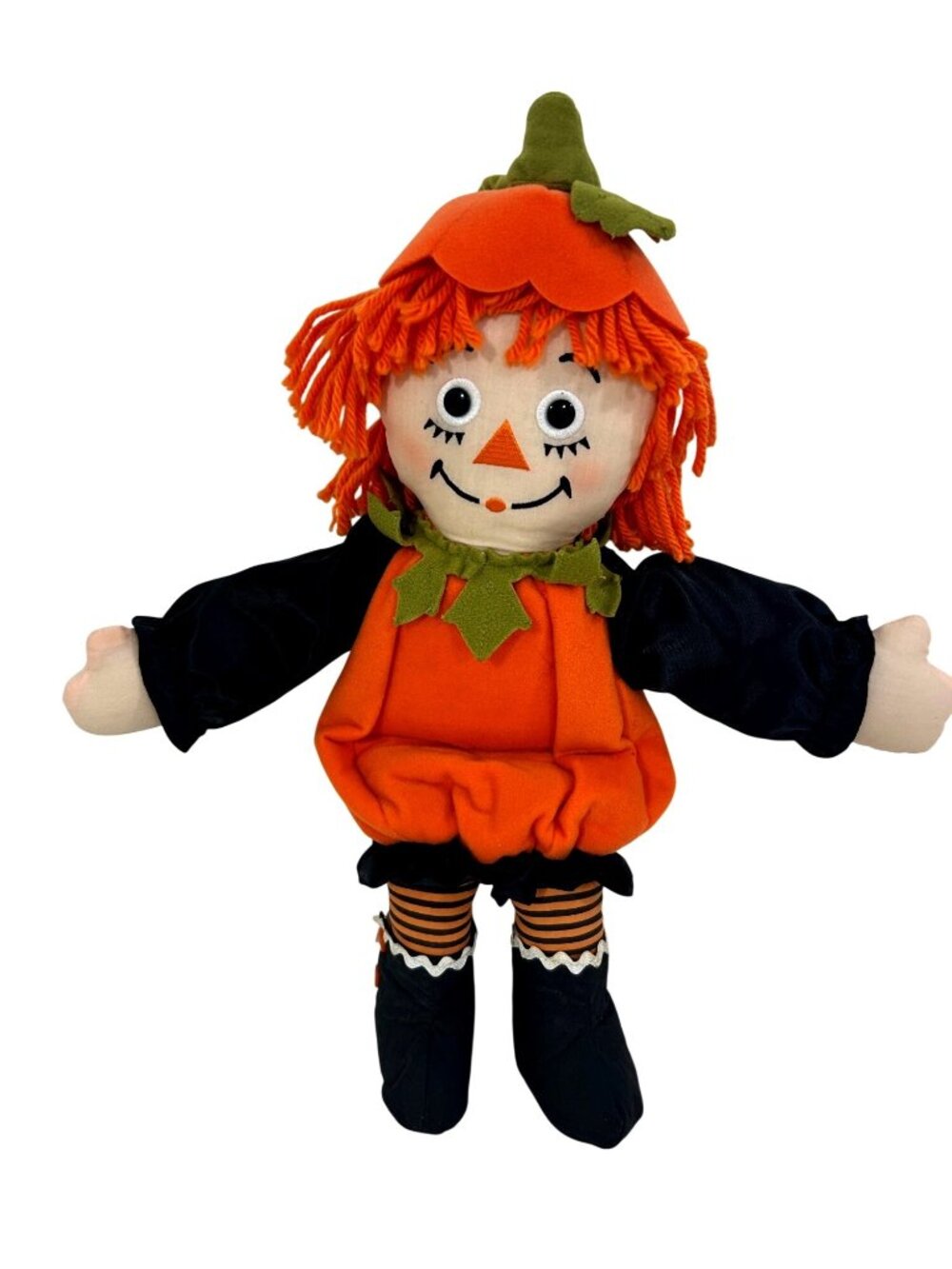Vintage 2001 Applause Raggedy Ann Halloween Pumpkin Plush Doll 17” Stuffed Toy